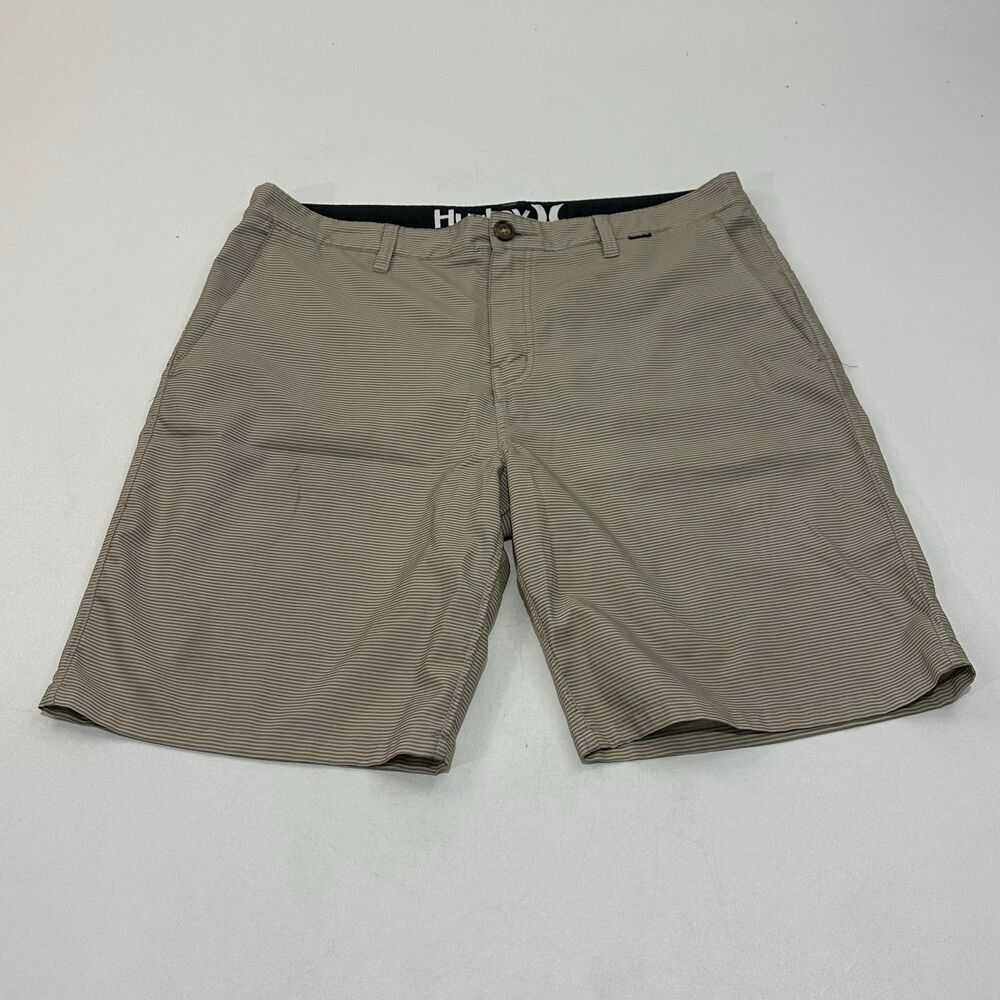 Hurley Men's Beige Boardshorts Black Mesh Lined, Size 33